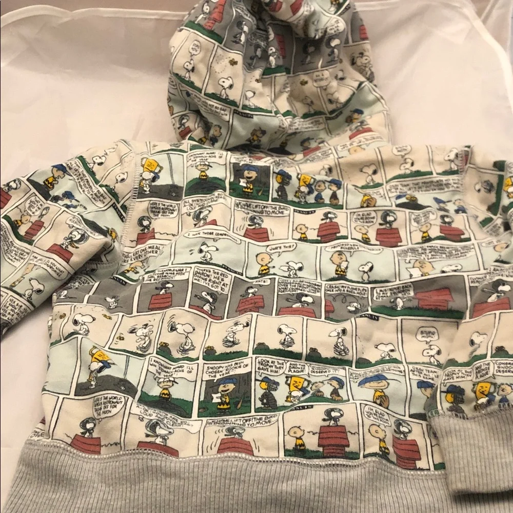 GAP kids Peanuts Comic-strip Zip Hoodie - Light Gray